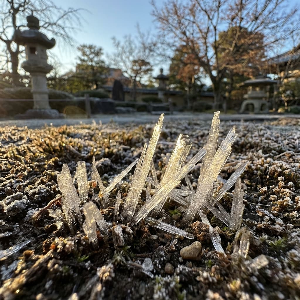霜柱みーつけた！冬の朝の小さな大発見。
