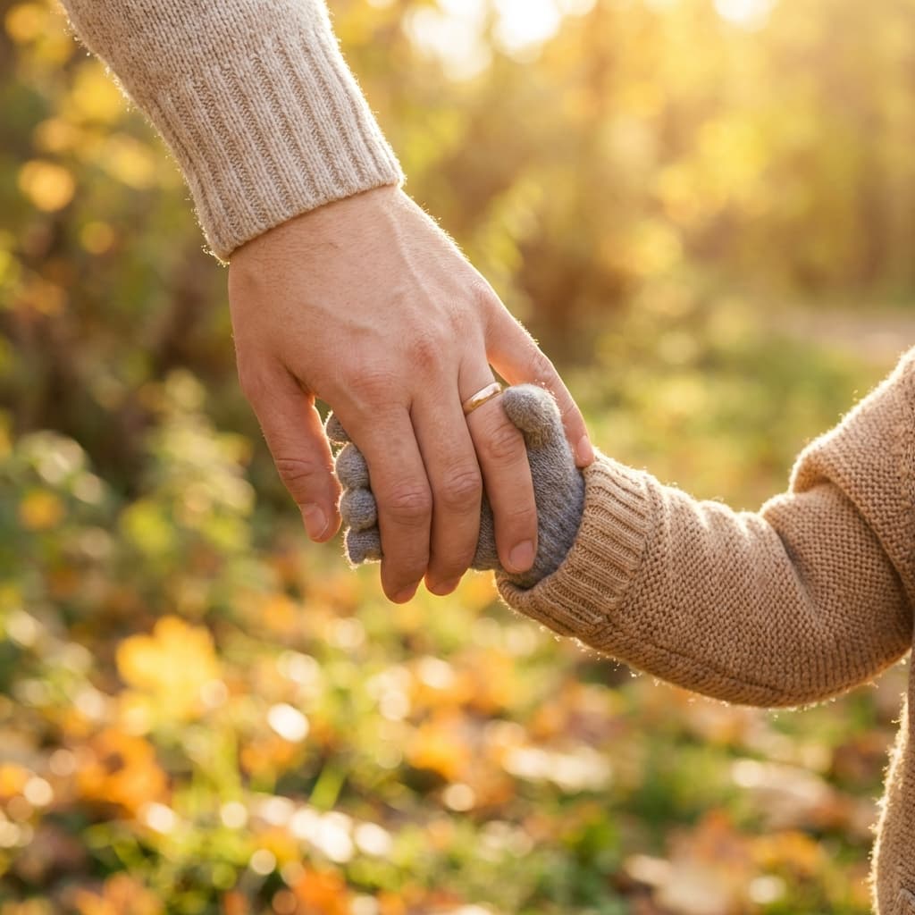 Teacher holding child's hand